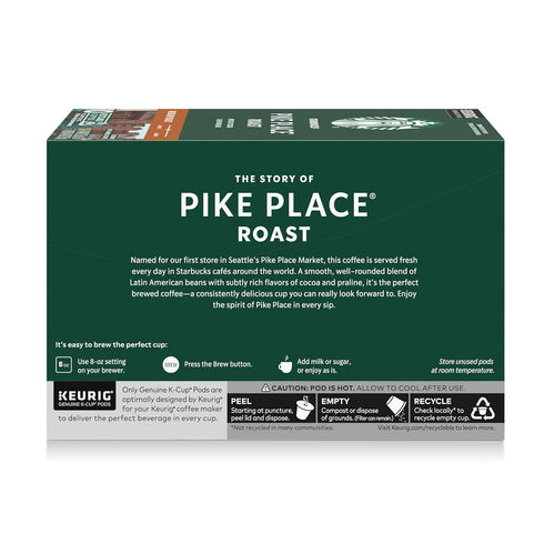 40 Starbucks K-Cup Coffee Pods, Medium Roast Hot or Iced Coffee, Pike Place Roast, Keurig Pods