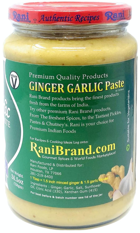 26.5oz (750g) Rani Ginger Garlic Cooking Paste Glass Jar ~ Vegan | Gluten Free | NON-GMO | No Colors | Indian Origin