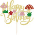 Kaoenla Mushroom Cake Topper- Glitter Mushroom Birthday Cake ToppersMushrooms and flowers in spring, the themeGirls