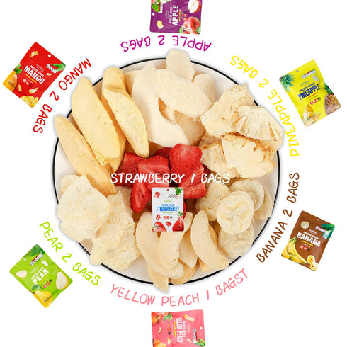 12 Pack Pack, 0.35 Oz ONETANG Freeze-Dried Mixed Fruit, Single-Serve Non GMO, Kosher, No Add Sugar, Gluten free, Vegan