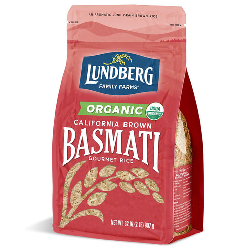 Lundberg Organic Basmati, Long-Grain Brown Rice Non-Sticky, Fluffy & Aromatic, 32 Oz