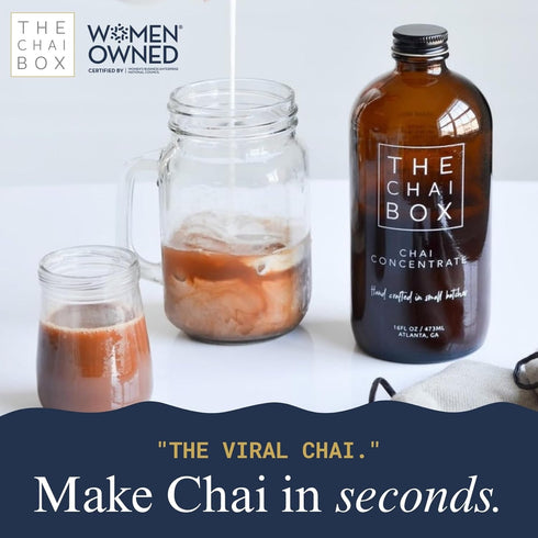 16 (Pack 2) The Chai Box Sweetened Chai Tea Concentrate - Vegan, Gluten Free Chai Concentrate | Ounce of | Hot or Iced