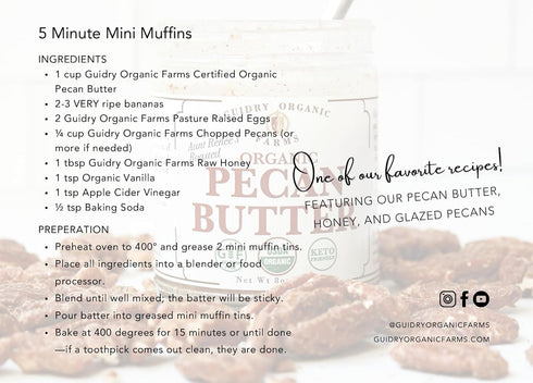 Guidry Organic Farms USDA Certified Organic Pecan Butter, Handmade, Small batches, Keto Friendly, Gluten Free, All