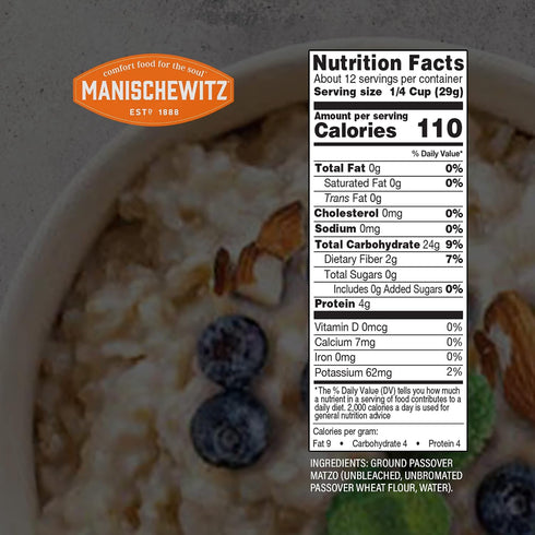 12oz (2 Pack) Manischewitz Original Creamy Hot Wheat Cereal, | Kosher for Passover, Instant, Easy Prep, Nothing