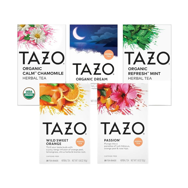 TAZO Herbal Tea Tea Bags Mint, Chamomile, Organic Dream, Wild Sweet Orange
