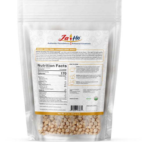 4 lb (4 Jai Ho Certified Organic Kabuli Chana Garbanzo Beans | Chickpeas Lentils | Indian Kabuli Chole Chana | USDA