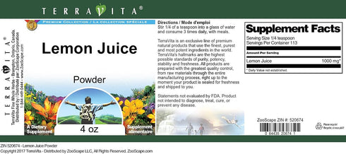 Terravita (4 oz, 520674) Lemon Juice Powder ZIN: