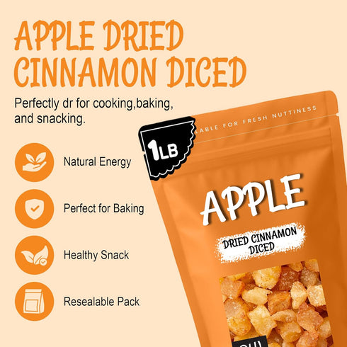1 LB Packed Oh! Nuts Dried Cinnamon Apple - - Sweetened Dried Fruit Diced - Dehydrated Fruit Bites - in New York