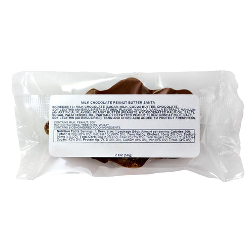 2oz 8 Pack Milk Chocolate Peanut Butter Santa - Holiday Candy - Creamy Milk Chocolate Filled with Smooth Peanut Butter