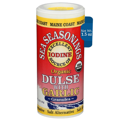 Maine Coast Sea Vegetables Organic Dulse Granules with Garlic Shaker, Seaweed Seasoning, 1.5 oz (Pack of 1)