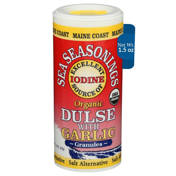 Maine Coast Sea Vegetables Organic Dulse Granules with Garlic Shaker, Seaweed Seasoning, 1.5 oz (Pack of 1)