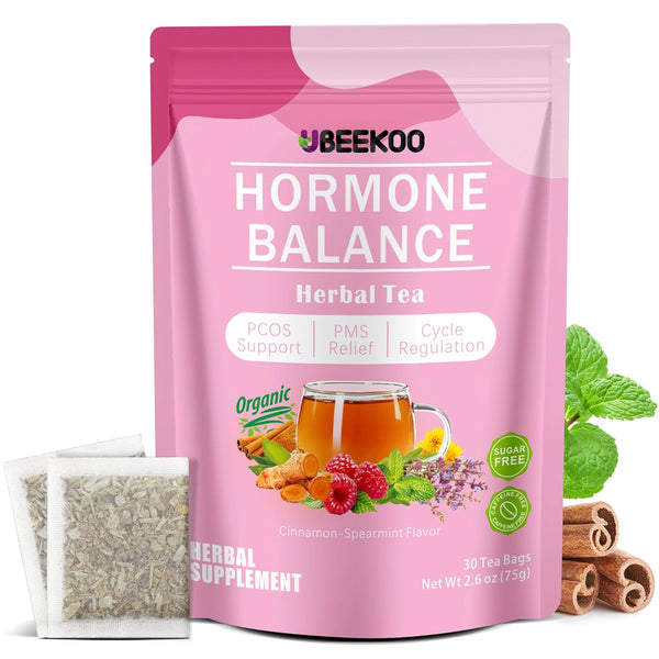 UBEEKOO Hormone Balance Tea for Women, Organic Herbal Tea with Red Raspberry Leaf,