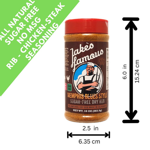 Jake’s Famous Memphis Rub, Gluten Free, Sugar Free, BBQ Rub for Ribs and Brisket, 10 oz
