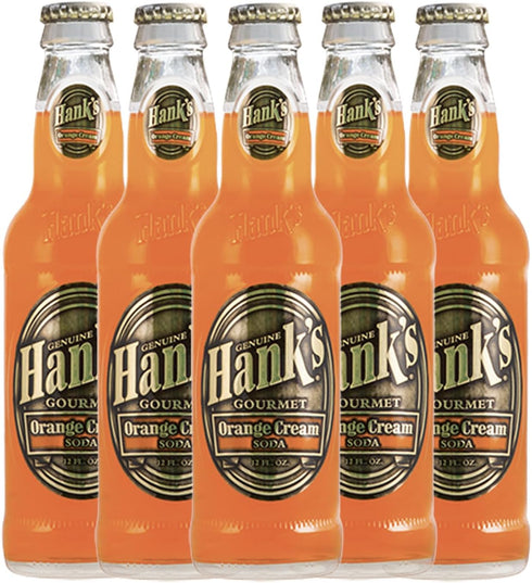 Hank's Genuine Gourmet Orange Cream Soda, 12 fl oz Bottles Premium Craft