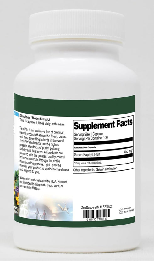 Terravita 450 (100 521062) Green Papaya Fruit - mg Capsules, ZIN: