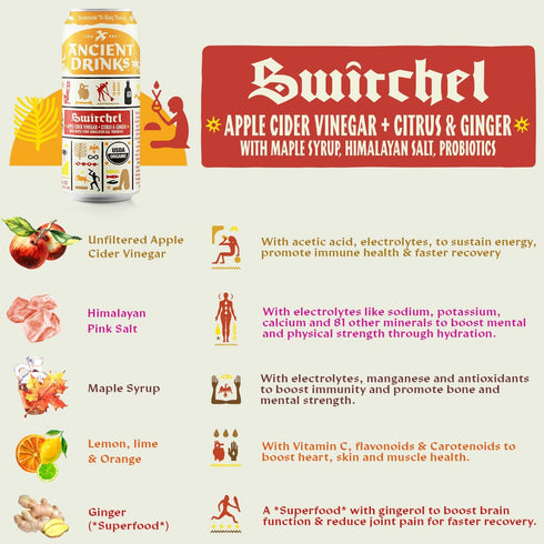 Pack 16 oz 12 Pack ANCIENT DRINKS Apple Cider Vinegar Electrolyte Drink with Probiotics Organic Hydration Beverage