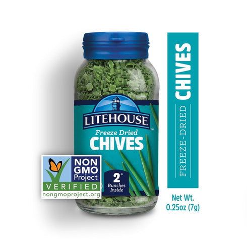 1 2 0.25 Litehouse Freeze Dried Chives - Organic Substitute for Fresh Chives, Jar Equal to Fresh Bunches, Non-GMO