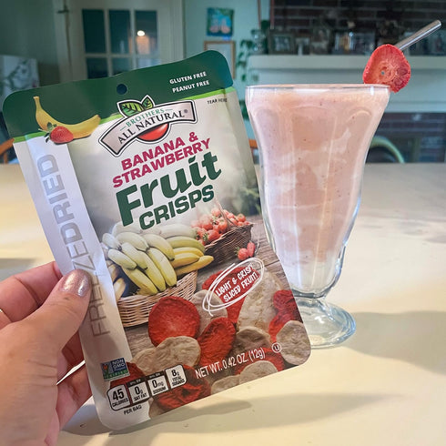 0.42 Oz (Pack 12), 100% Brothers All Natural Freeze Dried Fruit Crisps, Banana Strawberry, of Made with Fruit, Gluten