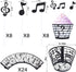 48 Pieces Music Note Cupcake Toppers and Wrappers, Musical Symbol Lace Cupcake Liners, Paper Baking Cup for Birthday