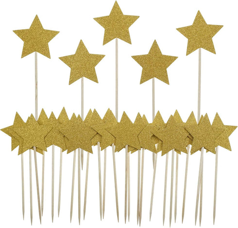Gold Star Cake Cupcake Decorations | Toppers Picks Supplies, Appetizer Picks, 30 Count
