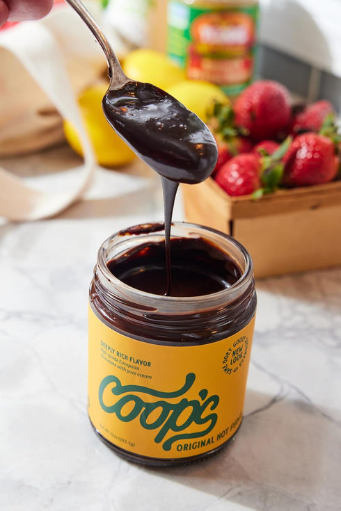 Coop's Original Hot Fudge: Gourmet, All Natural, Gluten Free, 10 Ounce Chocolate Ice Cream Topping
