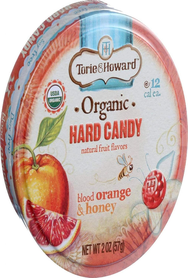 Torie and Howard Organic Hard Candy Tin, Blood Orange and Honey, 2 Ounce