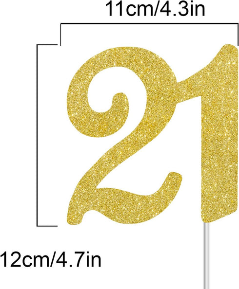 Number 21 Cake Topper - Happy 21th Birthday or Anniversary Party Decoration Supplies