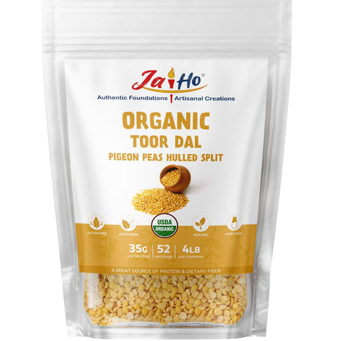 Jai Ho Certified Organic Toor Dal 4 lb | Pigeon Peas Hulled