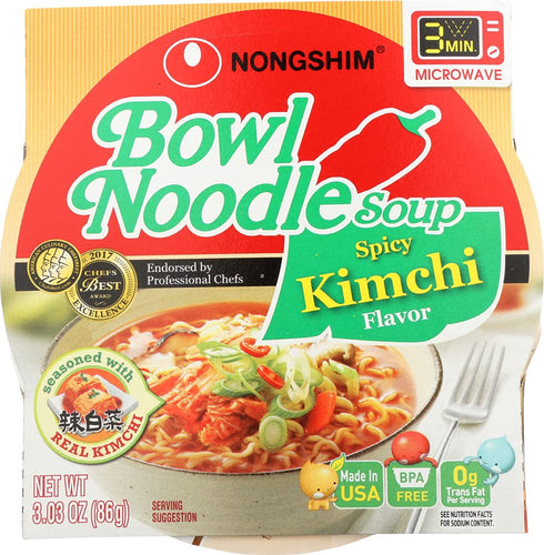 Nongshim Bowl Noodle Instant Noodle Soup Spicy Kimchi No Msg 12 Packs