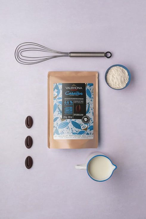 66% Valrhona Dark French Semisweet Chocolate Discs for Baking (Feves). Premium CARABE Cacao Grand Cru Blend. Better