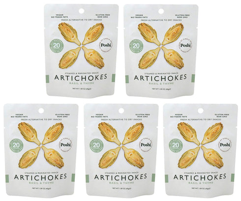 Poshi Marinated Snack Gluten Free Non-GMO 1.34 oz Each Artichokes (5-Pack)