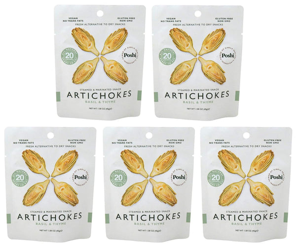 Poshi Marinated Snack Gluten Free Non-GMO 1.34 oz Each Artichokes (5-Pack)