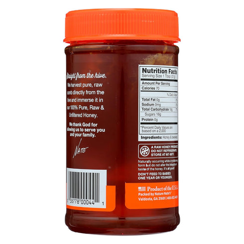 16 (Pack 6) Nature Nate's Pure, Raw & Unfiltered Classic Honey With Comb, Gluten Free, Ounces