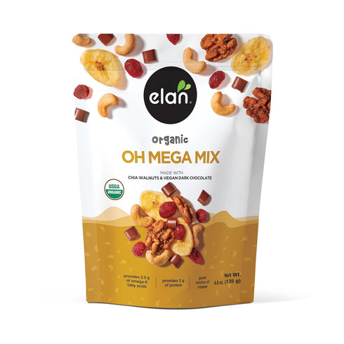 Elan Organic Oh Mega Mix, 4.8 oz, Vegan Dark Chocolate, Dried Fruits