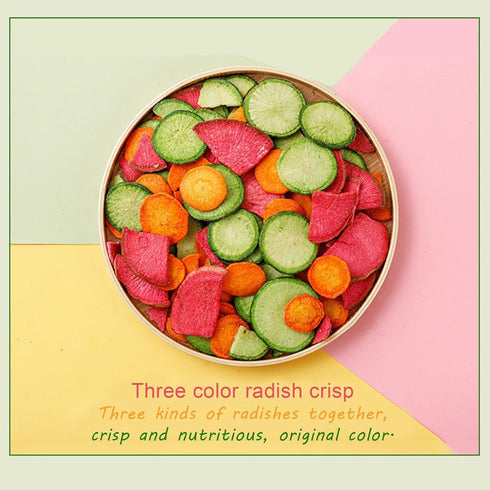 laweny 6.70oz snacks190g Dry radish slices freeze-dried three-color radish slices fruit and vegetable crisp slices