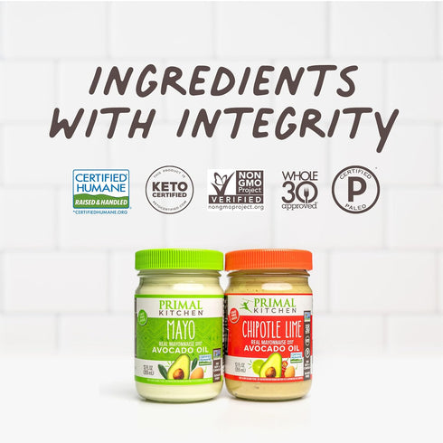 12 Pack 2 Primal Kitchen Mayo made with Avocado Oil, No Soy or Canola Oils, Original & Chipotle Lime, Ounces