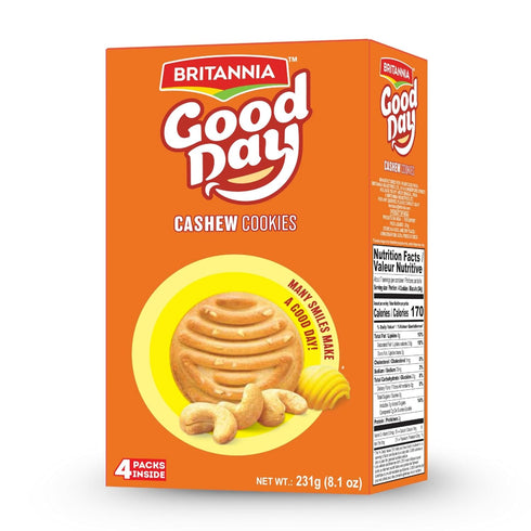 Pack 8.15oz (231g) (Pack 1) Britannia Good Day Cashew Cookies Family - Breakfast & Tea Time Snacks - Delicious Grocery