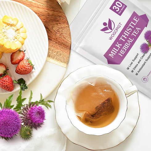 Immune 30 Milk Thistle Tea - Organic Milk Thistle Herbal Tea Bags for Liver Cleanse, Antioxidant and Support, Caffeine