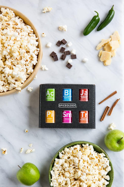 Pack 6 Set Spiceology Popcorn Seasoning Variety Gourmet Popcorn Spices & Seasonings Apple Cinnamon, Bleu Cheese