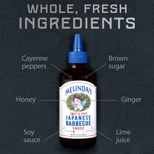 12oz, 1 Pack Melindas Japanese BBQ Sauce - Gourmet Japanese Spicy Sauce and Marinade Made with Soy, Ginger, Garlic, Red