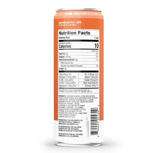 12 (Pack 12) ZOA Zero Sugar Energy Drinks - Wild Orange | Healthy Energy Formula with Natural Caffeine, Daily Vitamin