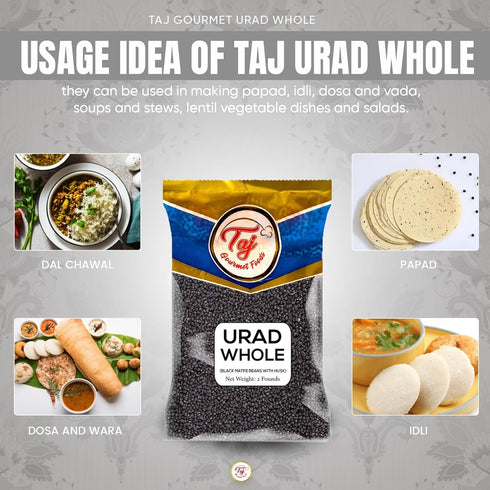 TAJ Gourmet Foods 2-Pounds TAJ Urad Whole Dal | | Black Gram