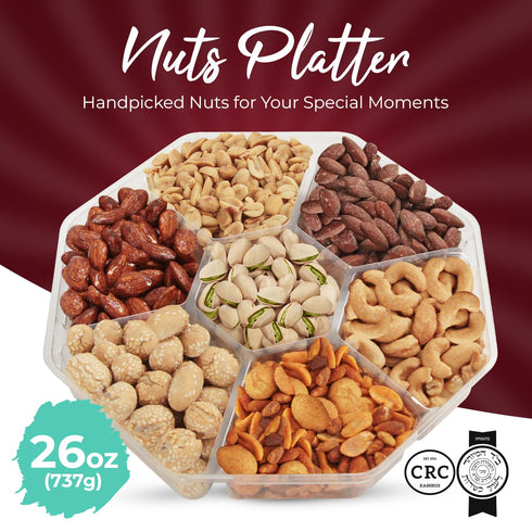 26oz 7 Easter Nut Gift Baskets, Mixed Nut Gift Box of Sectional Platter, Ideal Nut Assortment for Holidays, Birthdays