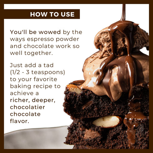 Espresso Powder for Baking - All-Natural Fine Powder for Rich Chocolate Flavor, Gluten Free, 7oz Resealable Pouch
