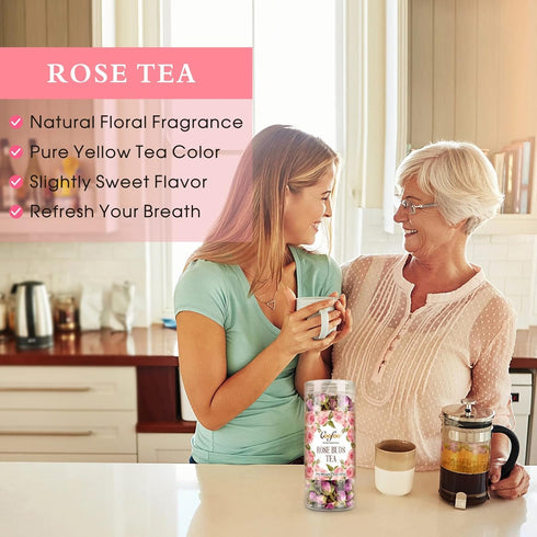 Goofoo Dried Rose Buds Rose Tea, Edible Whole Dry Roses, Premium Loose Leaf Herbal Tea, Ideal for Gift - 2.8 oz