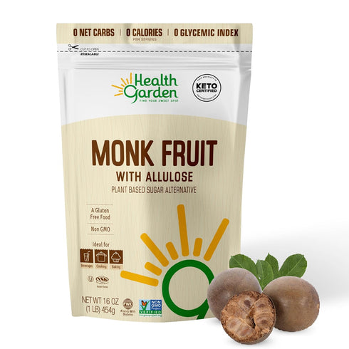 Health Garden Monk Fruit with Allulose Sweetener - Natural Plant-Based Sugar Alternative