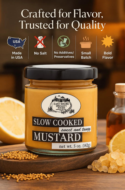 5 oz East Shore Sweet & Tangy Mustard Gourmet Dipping Mustard for Pretzels, Sandwiches & Glazes, Jar
