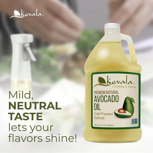 64 Oz (Pack 1) Kevala Avocado Oil Cold Pressed | NonGMO Project Verified & Kosher | Multipurpose for High Smoke Point