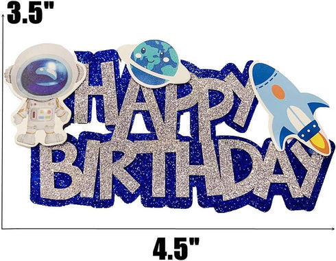 JeVenis Space Birthday Cake Topper, Cupcake & Rocket Decoration, Astronaut Cake Decoration