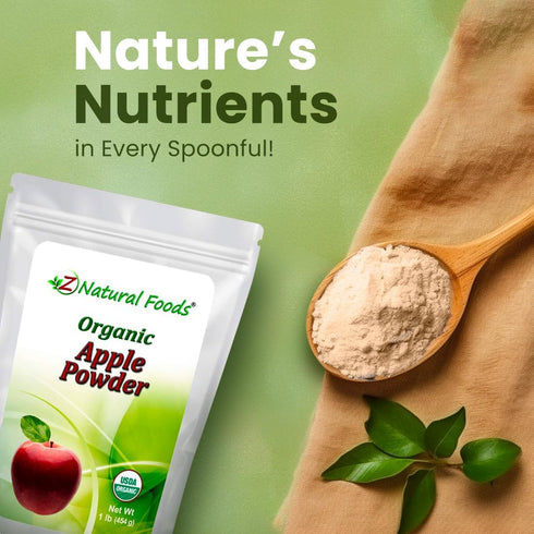 1 lb. Z Natural Foods Organic Apple Powder, Superfood Powder for Digestive Support and Energy Boost, Ideal for Juice